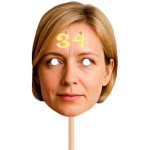 Caretas personalizadas de cumpleaños con palo – ¡con la edad en la frente!